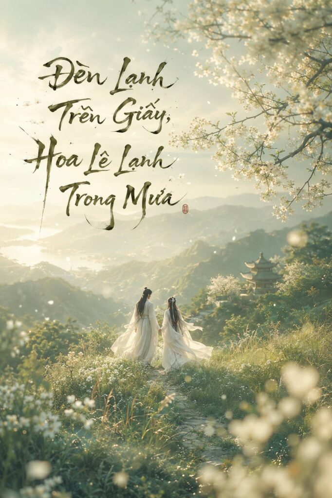 đèn lạnh trên giấy hoa lê lạnh trong mưa hai người nắm tay nhau chạy trên đồng cỏ
