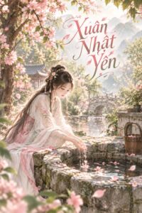 Xuân Nhật Yến Nhược Y ngồi bên giếng rửa những cánh hoa đào rụng